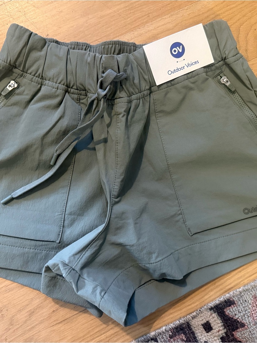 Outdoor Voices Sage Green Drawstring Athletic Shorts
